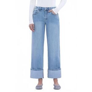 NEW VERVET BY FLYING MONKEY gabby super high rise baggy cuffed straight jeans in